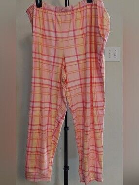 Secret Treasures Pink and Yellow Plaid Girls Pajama Bottoms
